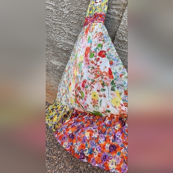 Anthropologie Malibu Floral Maxi Dress Flounced Hem Multicolor - Picture 10 of 12